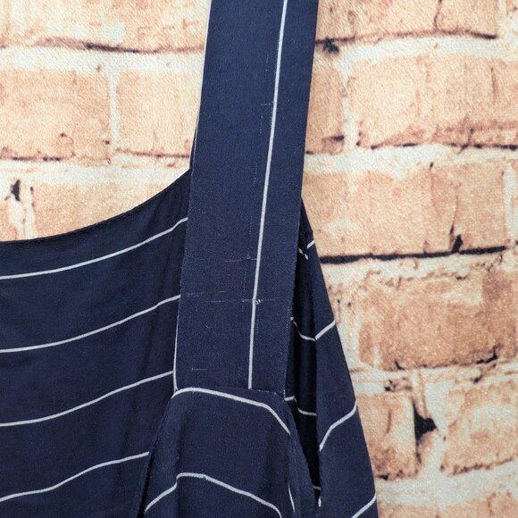 Cotton Candy LA Stevie Navy Striped Apron Tie Back Jumpsuit  Size Large - Picture 10 of 12